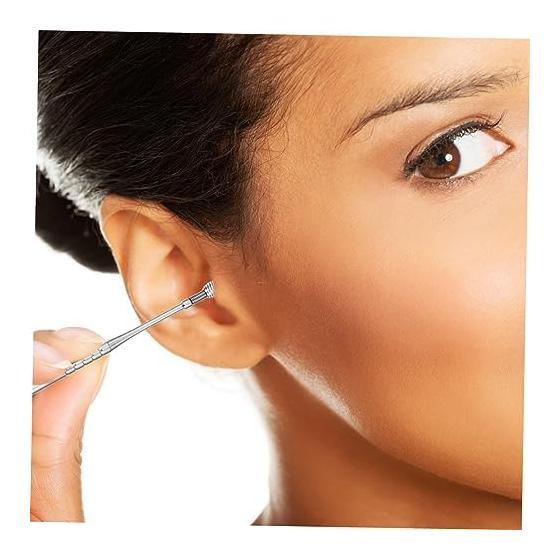 FOMIYES Stainless Steel Ear Wax Removal Tool, Ear Cleaner, Ideal for Ear Cleaning, Practical Ear Cleaning Goods, Silver Material, 2 Sets