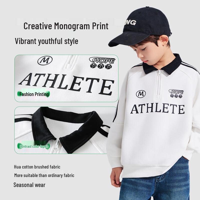 Luomeng Boys' Color-Block Polo Sweatshirt
