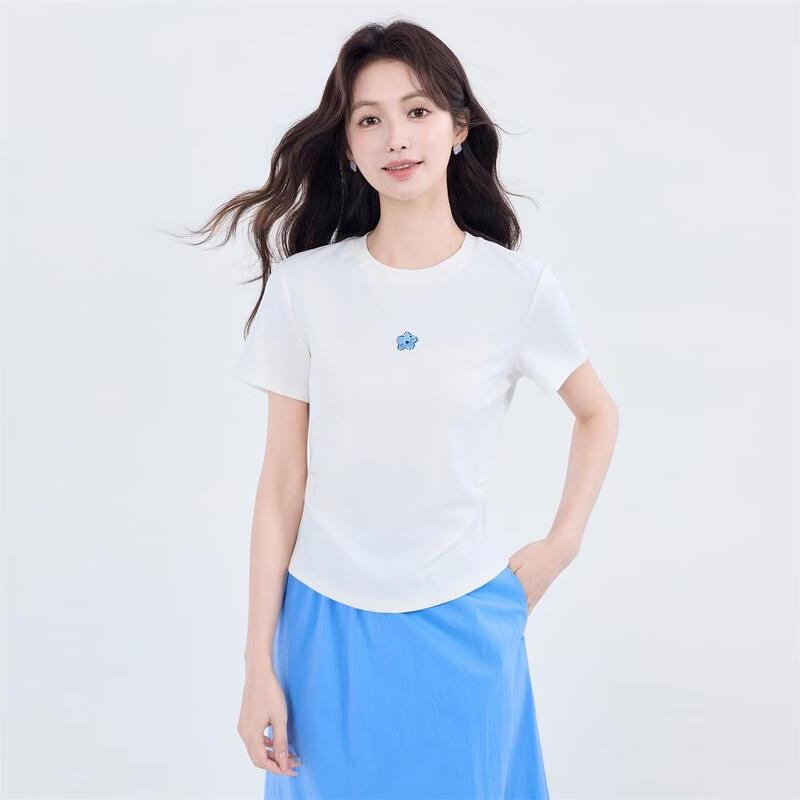 INMAN Damen Raffung Taille Schlankmachendes Kurzarm-T-Shirt