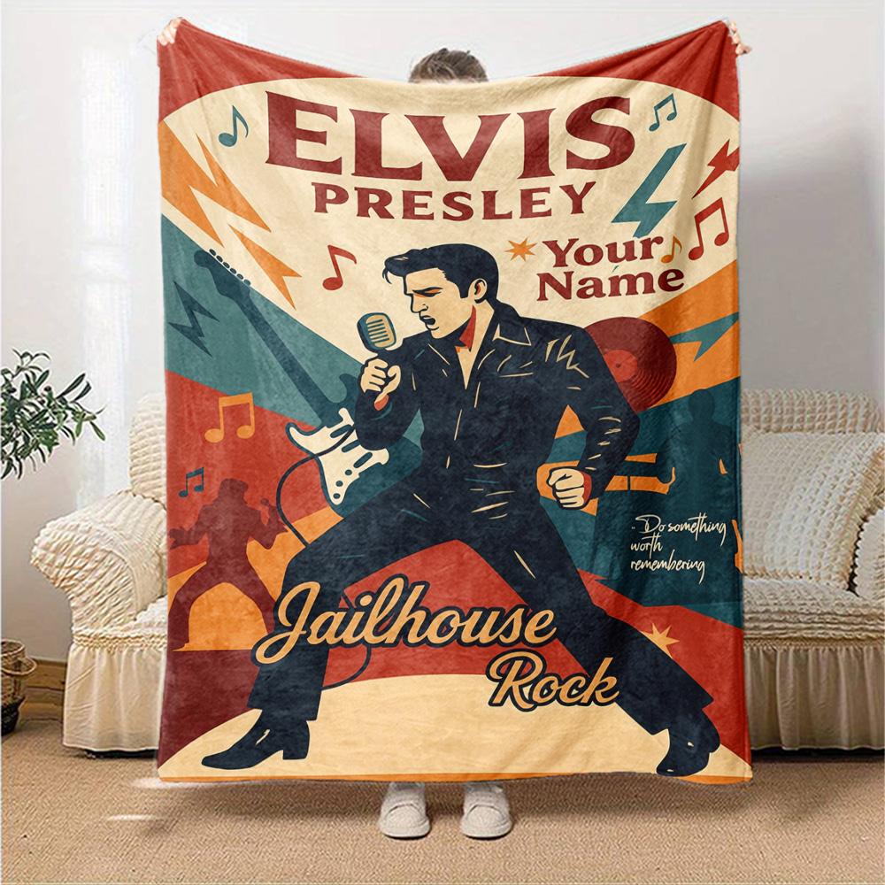 Elvis Presley Personalisierte Decke Überwurf Personalisierte Decke Langlebiger Komfort für Picknicks Wohnzimmer Sofa Nickerchen Vier Jahreszeiten Vielseitig