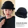 French Crimped Big Brim Hat Children's Autumn and Winter Versatile Wool Top Hat Women's Autumn and Winter Basin Hat Retro British Bucket Hat