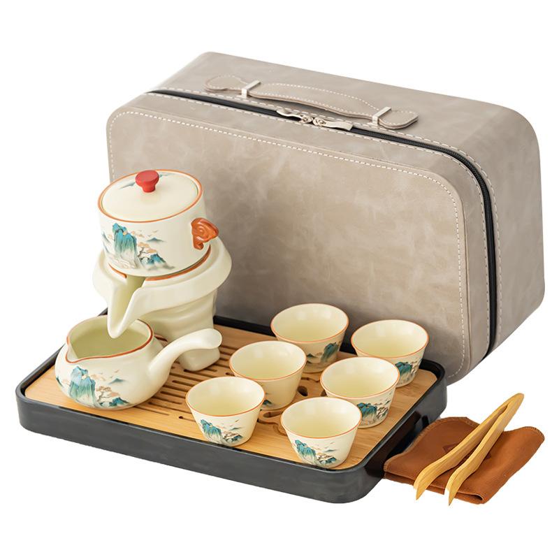 Travel Kung Fu Tea Set Portable Tea Pot Tea Cup Storage Tea Tray Small Set Light Luxury Outdoor Camping Equipment