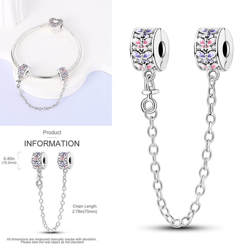 Cat Butterfly Daisy CZ Pave Clip Charm Bead Components Positioning Buckle Copper Metal Silicone Spacer Bead Components Compatible With Authentic