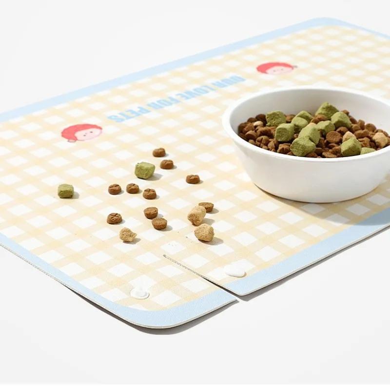 PU Leather Pet Anti Spill Placemat Waterproof Oil Resistant Cat Bowl Mat INS Pet Feeding Mat Pet Food Feeding Pad