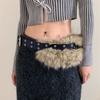 Faux Fur Furry Waistband Rivet Y2K Waistband Simple Plush Belt  Dress Decoration