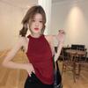 Summer Korean Solid Color Halter Neck Sleeveless Slim Twist Knit Vest For Women