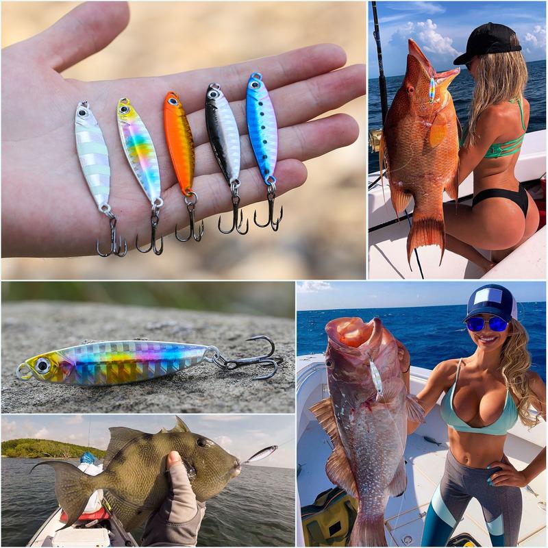 SOUGAYILANG Angelköder, 2/5 Stück, 3D-Augen, Metalllöffel, Jigköder, Wobbler, Jigging Spinner, HardBait Tackle