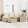 Garden Sofa Set with Cushions and Storage 7 Pieces Beige Poly Rattan