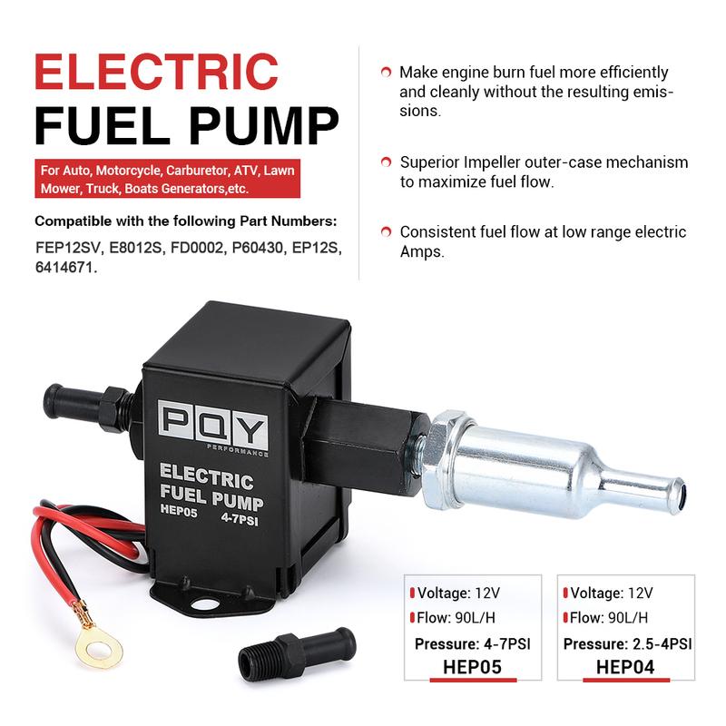 Electronic 12V Fuel Pump 2.5-7PSI Pressure 90LPH Gas Petrol Diesel Compatible FEP12SV E8012S For Auto Carburetor Motorcycle