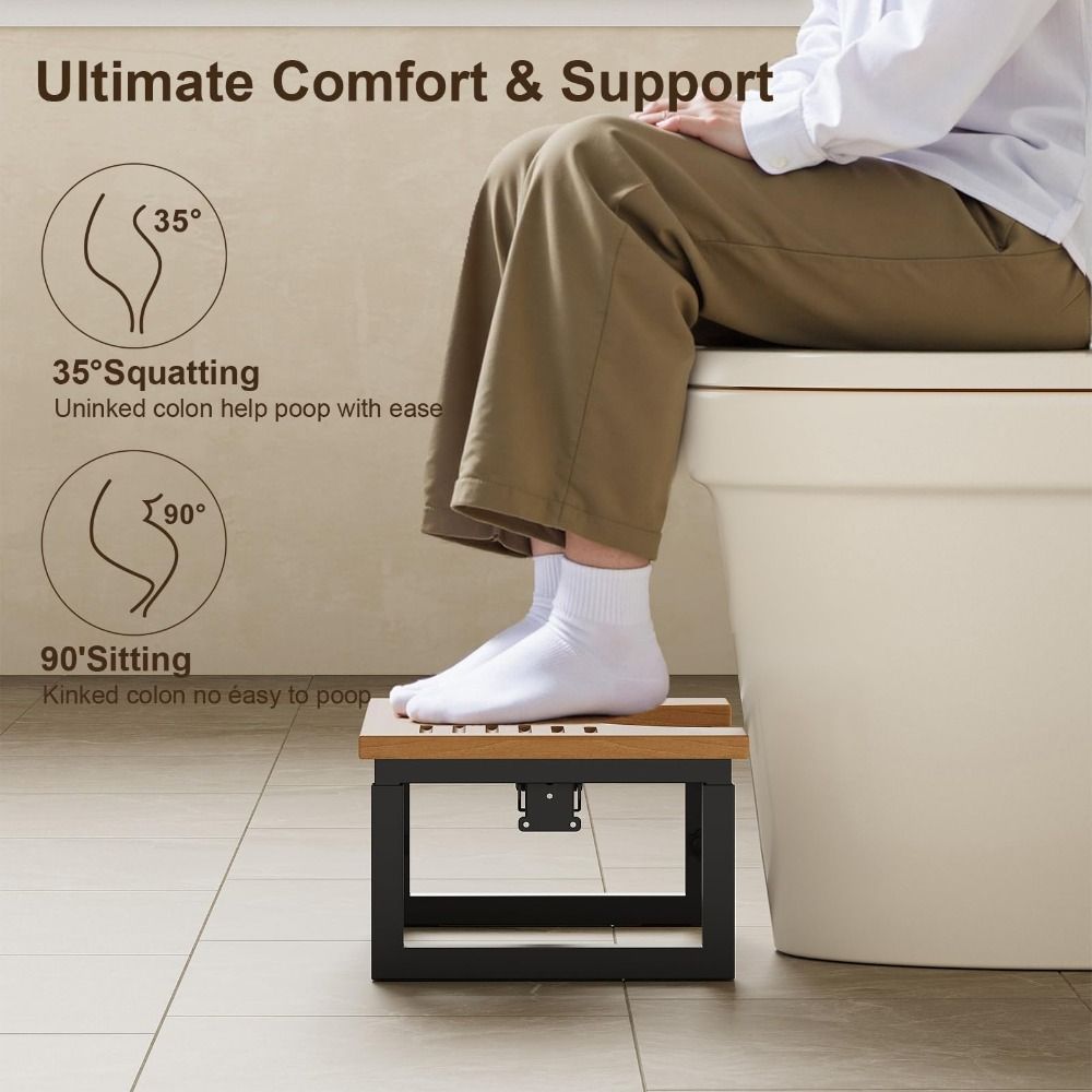 Removable Toilet Stool Non-slip Iron Wood Combination Foot Stool Anti Constipation Anti Curling Leg Poop Stool Potty Training