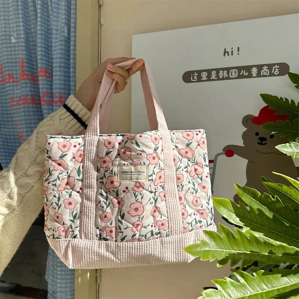 Sweet Large Capacity Soft Fabric Women Shoulder Bag Fashion Solid Color Floral Female Handbag Simple Winter Ladies Underarm Bags