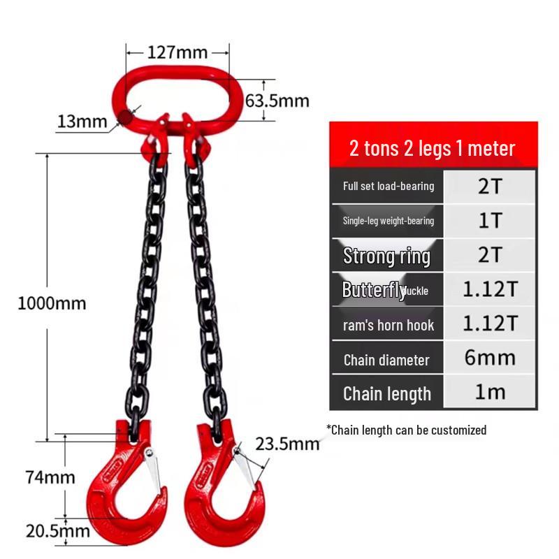 Lifting Chain Sling Set with Four Legs and Two Hooks - Grade 80 Manganese Steel Rigging