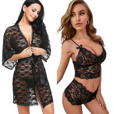 Ladysta Lingerie Robe Nachtwäsche & Damen Lingerie Set - BH und Slip Set Nachtwäsche Einheitsgröße (S M L.)