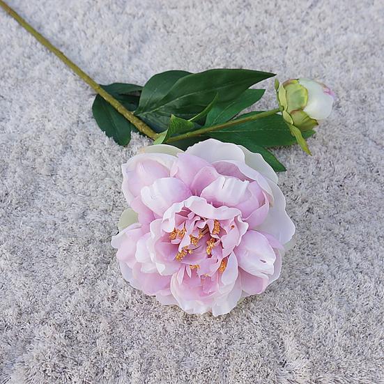 1Pc  Artificial Flower Realistic Easy Care 2-head No Fade Peony Fake Flower for Wedding