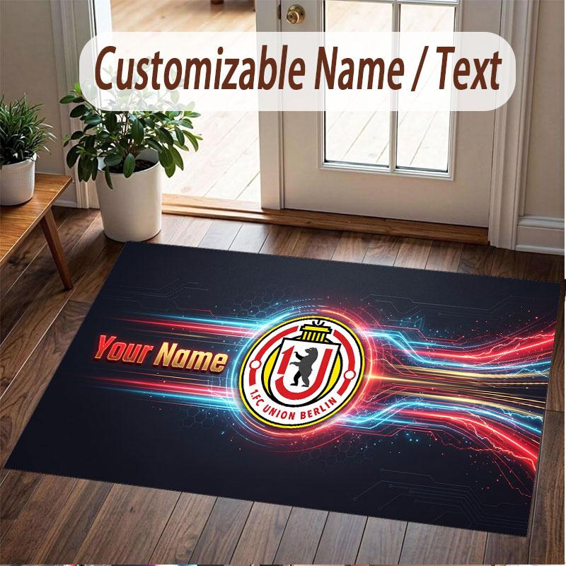 Custom Rug Union Berlin Pattern Print Name Text Soft Non‑Slip Floor Carpet for Home Indoor Decoration
