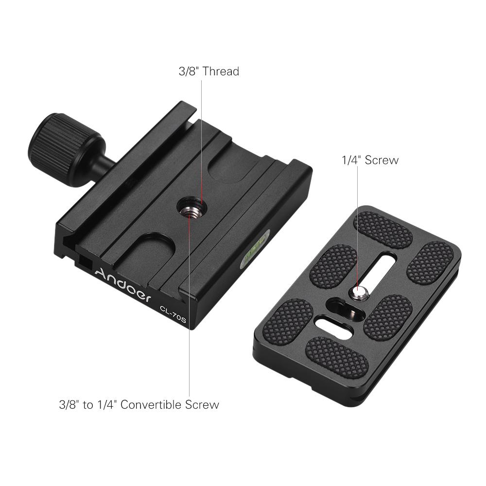 CL-70S 70mm Aluminum Alloy Quick Release Plate with Clamp Set with Adapter Bubble Level for Tripod Head