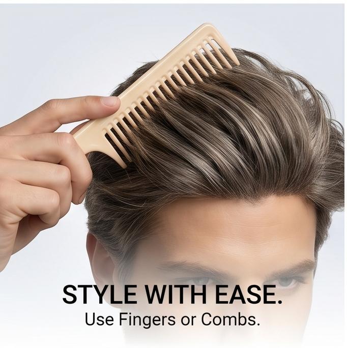 Men's Grey Gold Short Straight Synthetic Wig - Side-Part with Bangs, Breathable Adjustable Cap for Daily & Party Wear, Ready Stock