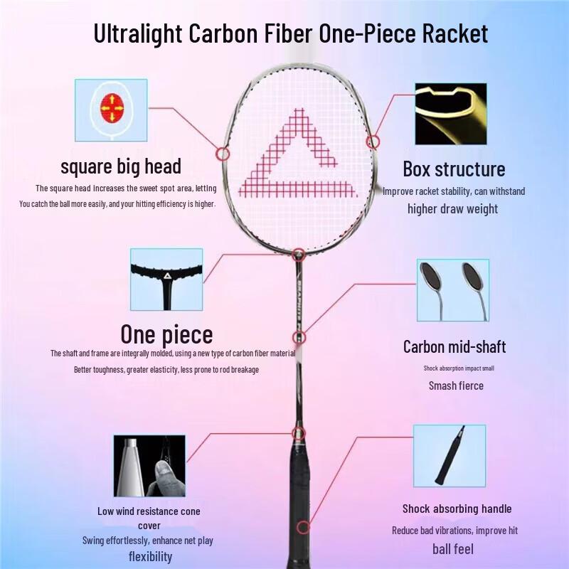 Peak YY42500 Ultra-Light Carbon Fiber Training Badminton Racket
