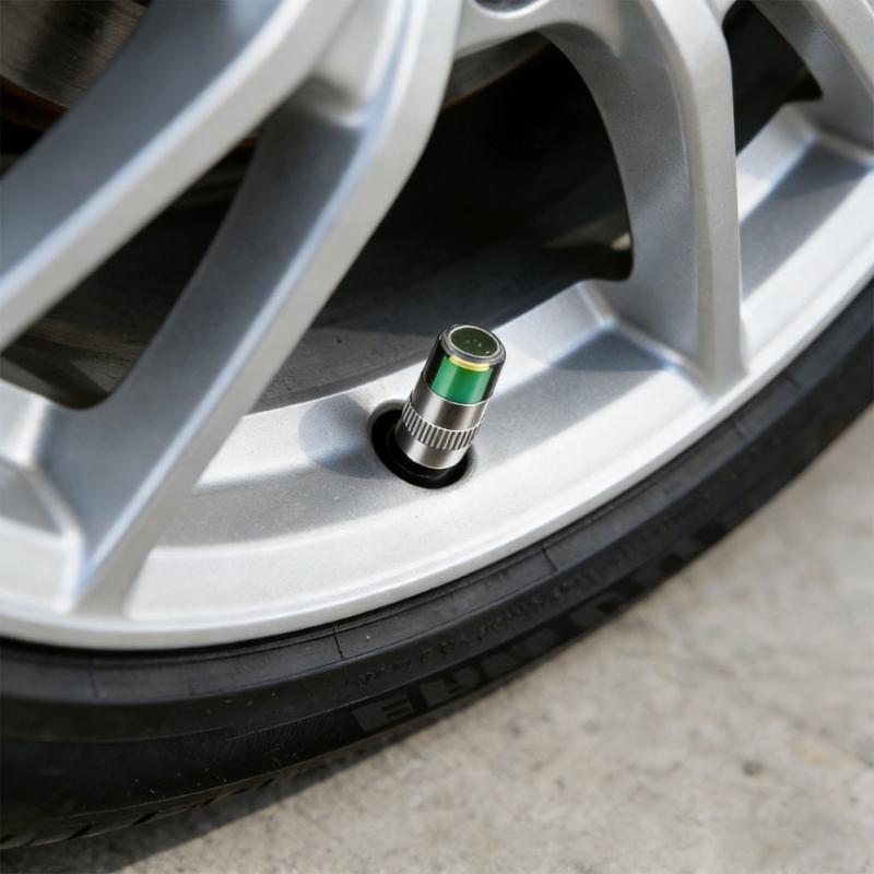Visual Tire Pressure Indicator Cap for Quick Check with Green Yellow Red Warning Helps Avoid Blowouts Improve Safety on All Vehicles
