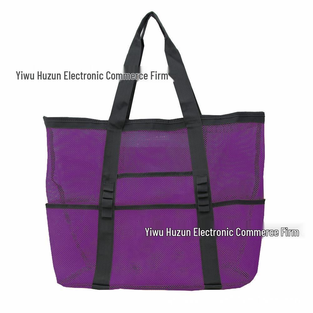 Women's Summer Mesh One-Shoulder Beach Tote Bag - Large Capacity and Breathable Toiletry Organizer.