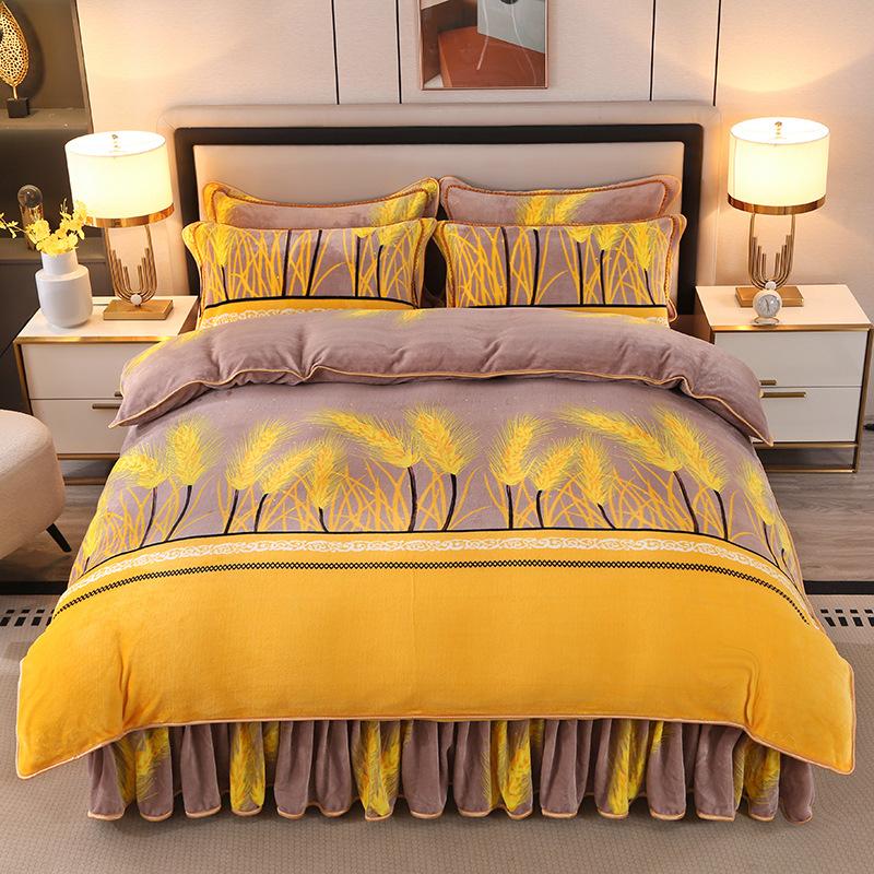 Winter Thick Milk Velvet Bed Four Piece Set