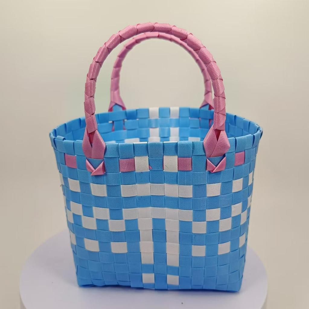 Premium Handmade Medium PVC Woven Bag - Shopping, Toys, Ladies Handbag