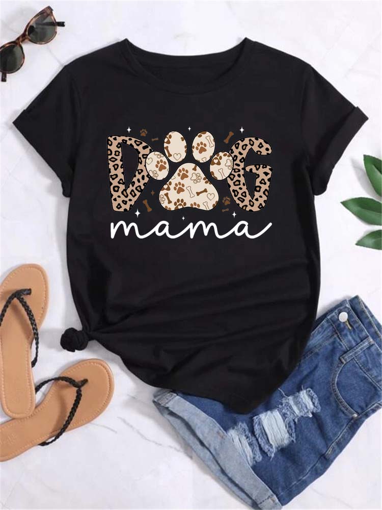 Trend Dog Mama Printed Women T-shirts Fashion Cartoon Graphic Print T-shirts Clothes Female Shirt Short Sleeve Casual Tees