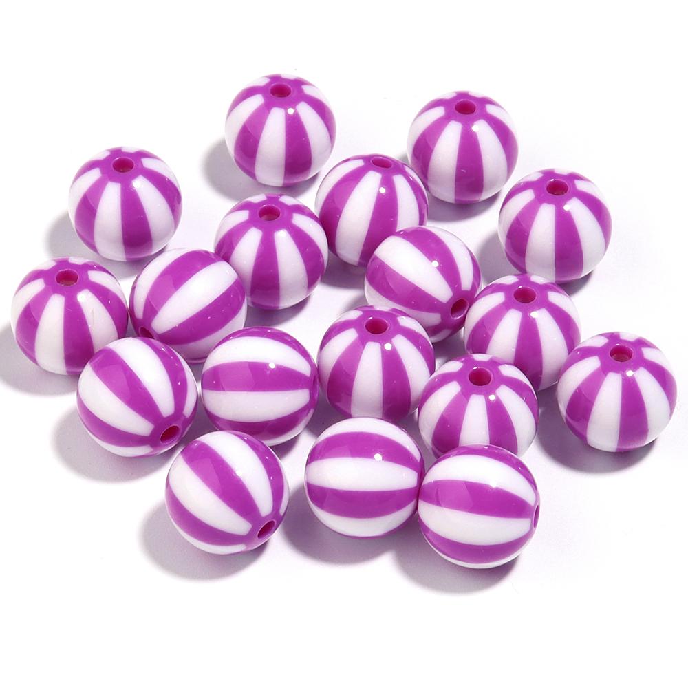 10-20pcs Acrylic Beads Big Hole Stripe Acrylic Beads Colorful Round Loose Spacer Beads For Jewelry Making DIY Bracelet Necklace