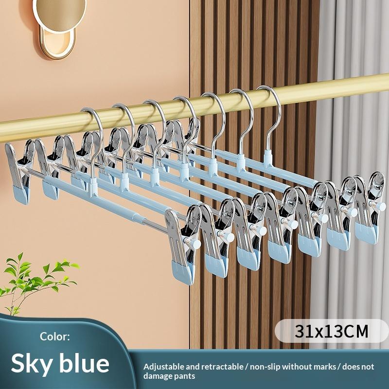 12Pcs Adjustable Metal Hangers With Clips, Non-Slip Space-Saving For Pants/Skirts & All Garments, Keep Clothes Tidy & Organized