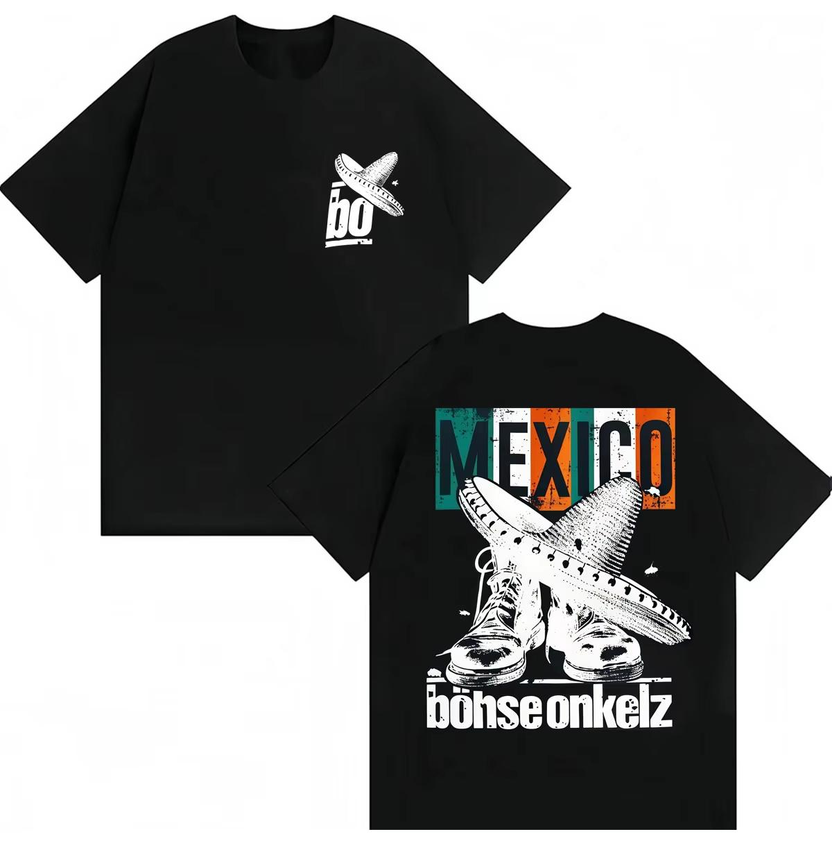 Heißer Verkauf Rockband Böhse Onkelz Mexiko Grafik T-Shirt Herren Damen Vintage Hip Hop T-Shirts Y2K Harajuku Baumwolle Übergroße T-Shirts L black