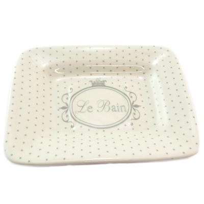 [P5668] - Beige 'Le Bain' Ceramic Soap Dish (retro)