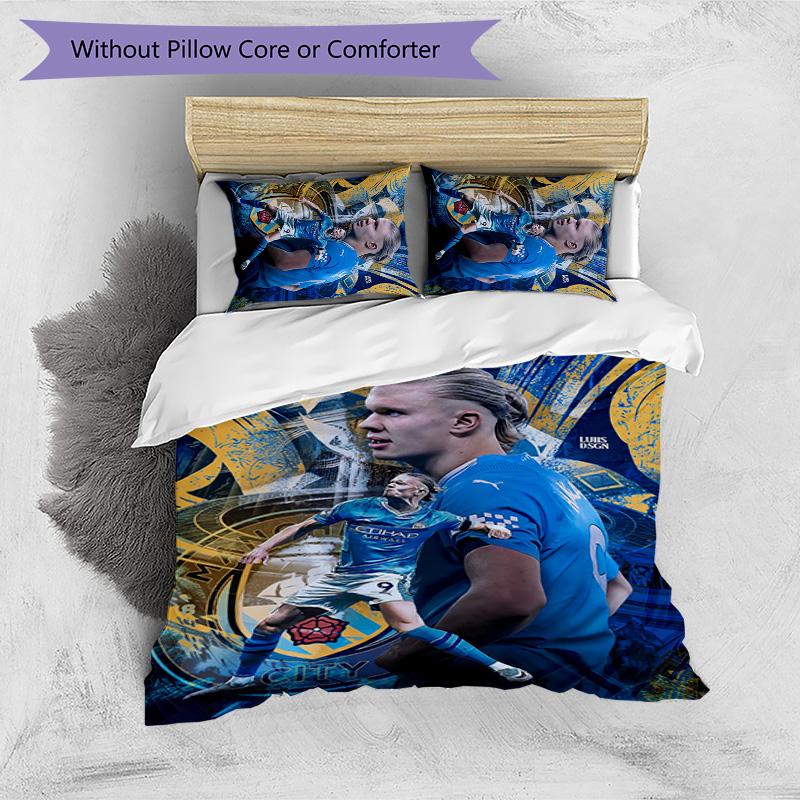 Set Biancheria da Letto 3 Pezzi con Stampa Modello Erling Haaland Morbido Delicato sulla Pelle Lavabile Copripiumino e Federe Set Stagione Unica Camera da Letto
