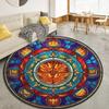 Phoenix Retro Mandala Round Area Rug,Carpet Rug for Living Room Bedroom Sofa Playroom Decor,Non-slip Floor Mat Q0029