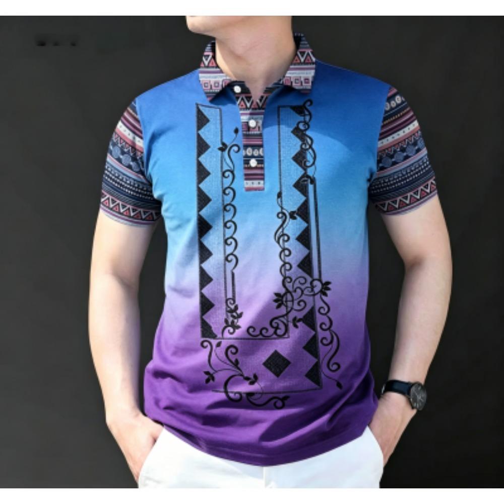 Men's Fashion 10 Color Print Polo Shirt Men's Outdoor Street Short Sleeve Tees Top Summer Home Casual T-shirt Men's and Women's Polo Shirt