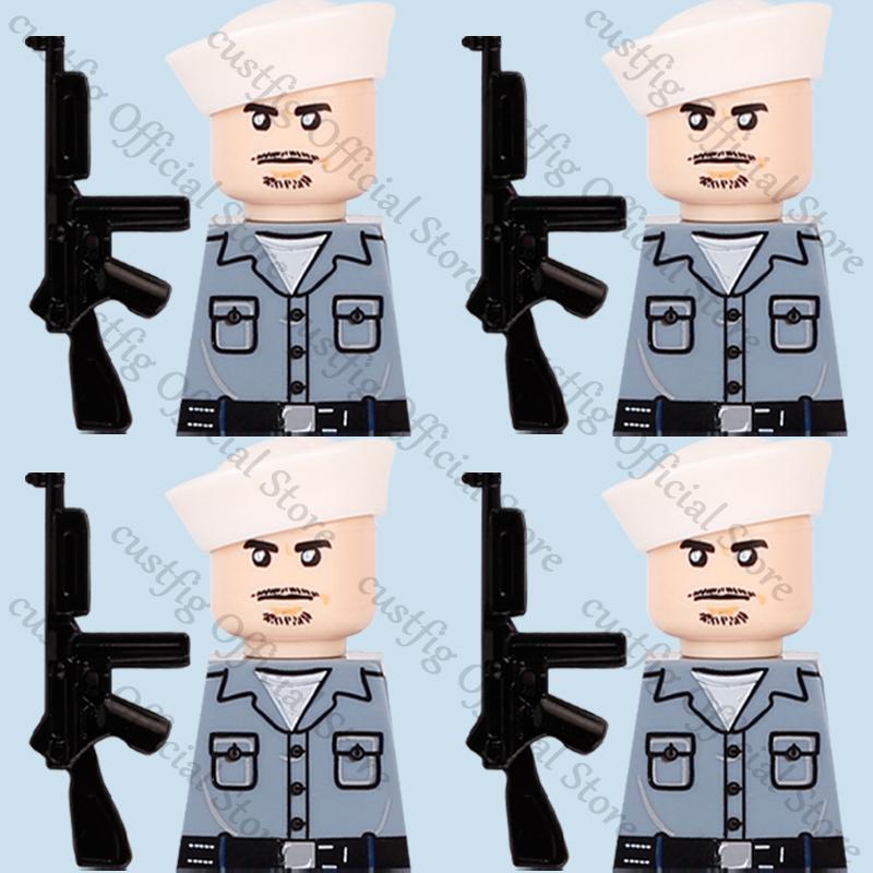 WW2 US Navy Military Airborne Field Corps Soldier Figures Building Blocks Army Flying Tigers Infantry Gun Weapon Bricks Kids Toy