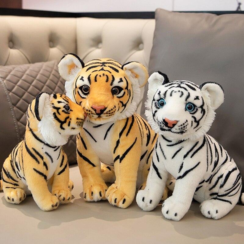 25-33cm Simulation Tiger Plush Toy Lifelike Sittting Tigers Plushies Stuffed Forest Animals Doll