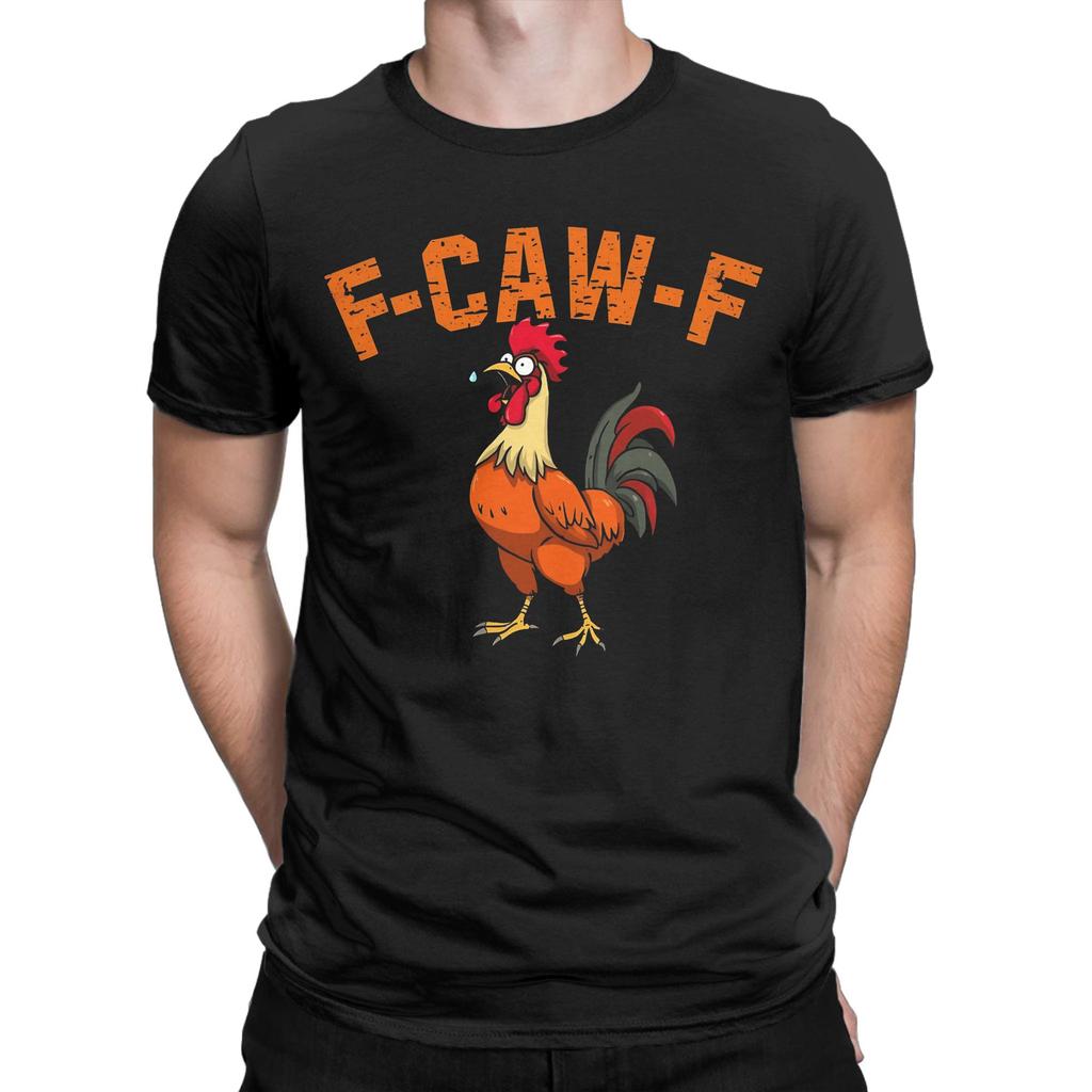 Funny F-CAW-F Chicken Meme T Shirt Summer Hip Hop T Shirts Men 100% Cotton Round Neck Plus Size Tees Short-Sleeve Awesome Tshirt