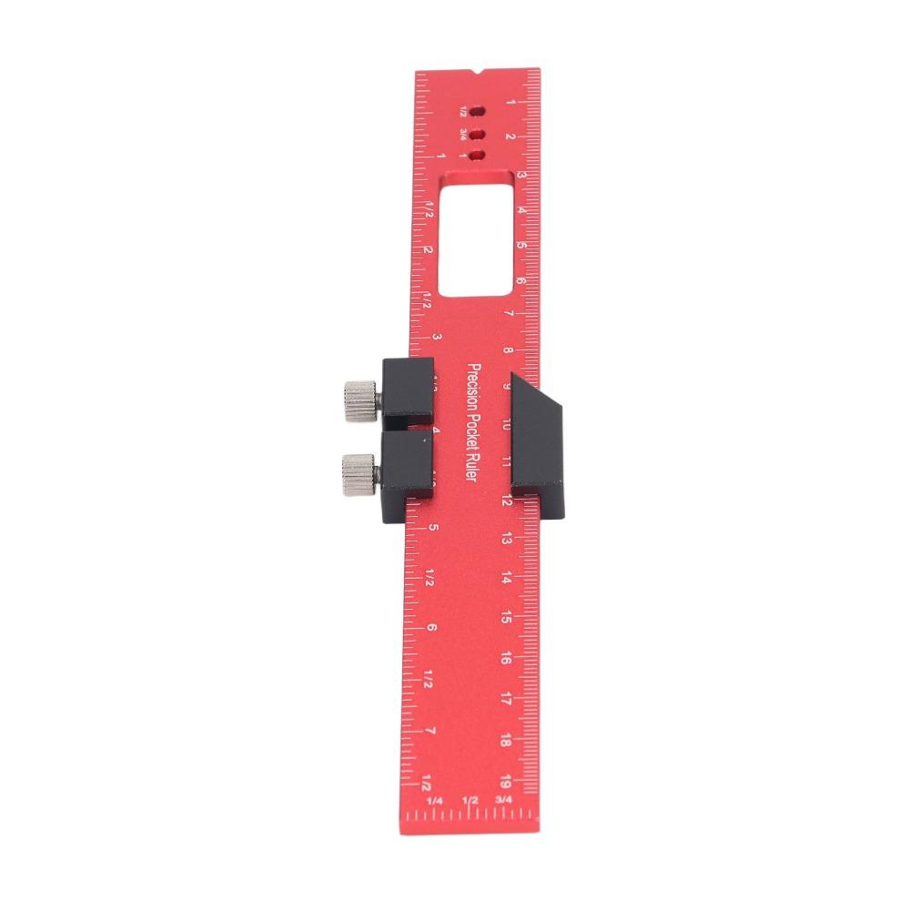 3 pcs Aluminum Alloy Precision Pocket Ruler Set Slide Stop / Sliding Stop Inch and Metric T-Type Scribing Ruler Metal Slide Rule
