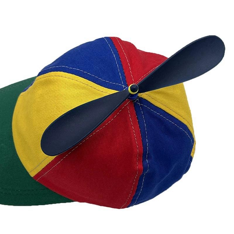Parent-Child Matching Hats Baseball Caps Sun-Shielding Duckbill Caps Rainbow Patchwork Top Propeller Hats