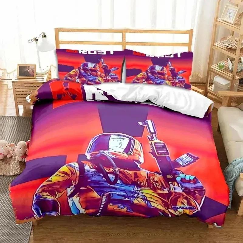 Rust Game Logo Printed Bedding Set Duvet Cover Bed Set Quilt Cover Pillowcase Comforter King Queen Size Boys Adult Bedding Set