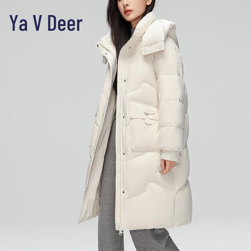 Yalu RS Damen Kapuzen-Longline Winter Daunenjacke