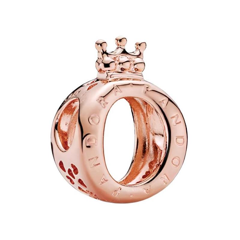 Pandora Rose Gold Crown Letter O Charm Copper Silver Alloy Necklace/Pendant Women s Style 787401 серебряный