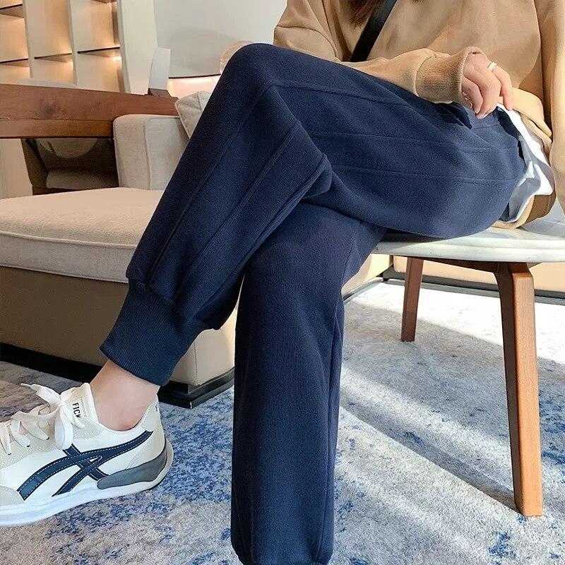 Fashion  Loose Elastic Waist Drawstring Sport Trousers 2023 Casual Cotton Women Harem Pants Solid Ladies Sweatpants 30253