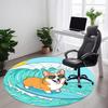 1PC Surfing Corgi Office Round Area Rug, Indoor Mat Suitable ForOffice, Under Office Chairs Bedroom Living Room Home Decor, Room Deco f008