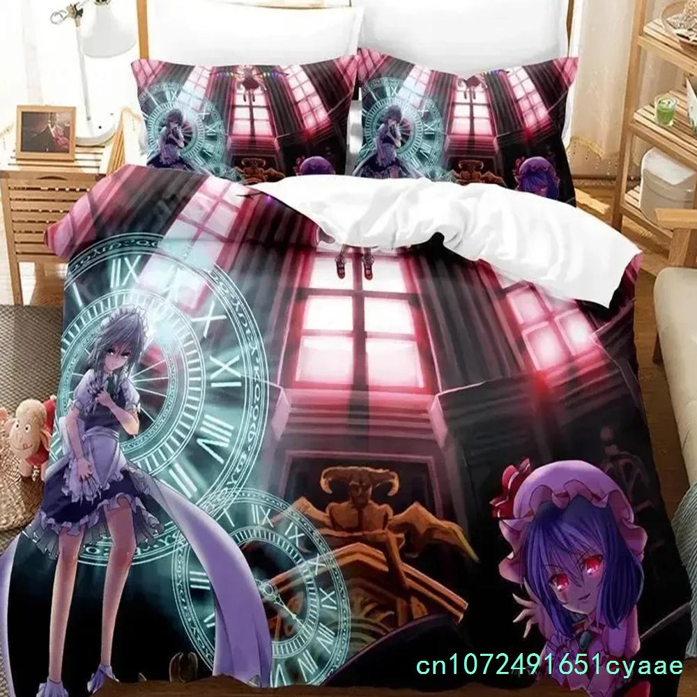 3D Touhou Project Remilia Scarlet Bedding Set Cartoon Anime Adult Kid Bedroom Duvet Cover Sets 3D Kawaii Girls