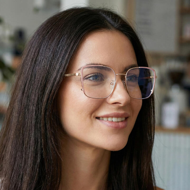 

LUXEYE Luxury Glasses Geek Chic Rimless Horn-Rimmed Glasses Frame GD1060 pink gold