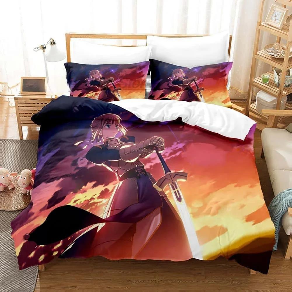 3D Printed Anime FateStay Night Saber Bedding Set Single Twin Full Queen King Size Bed Set Adult Kid Bedroom Duvet cover Sets