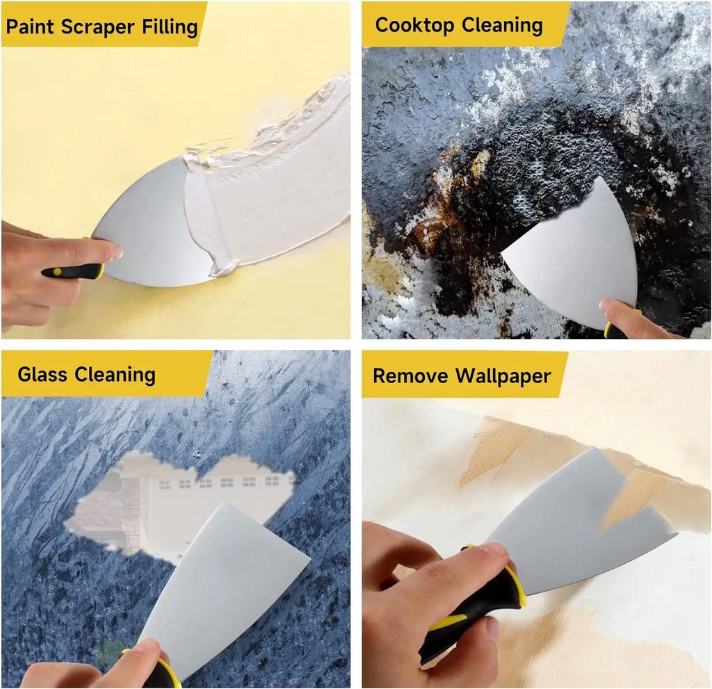 15 In 1 Multifunctional Putty Knife Set Putty Scraper Stainless Steel Scraper Cleaning Scraper DIY Construction Tools