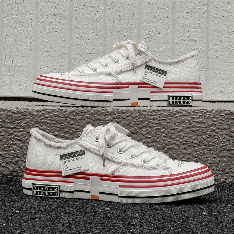 

Men s shoes trendy shoes low-top beggar canvas shoes boys black thick baseplate shoes men s cloth shoes niche design 1127 44 білий