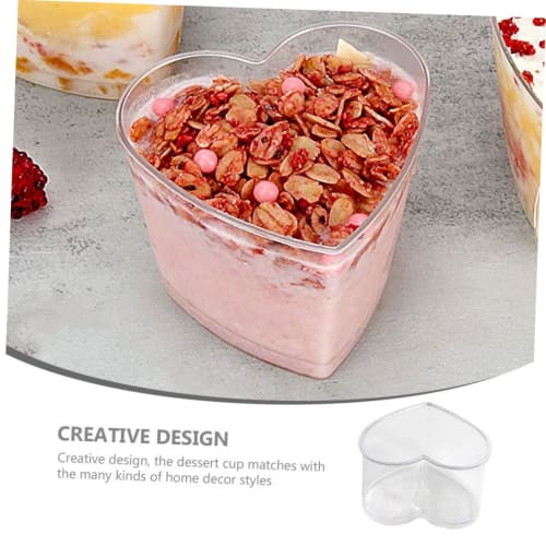 FRCOLOR 10-Piece Heart-Shaped Air Canister with Lid, Cake Container, Dessert, Red, Cake Canister, Portable, Party Tiramisu Canister, Plastic, Transpar